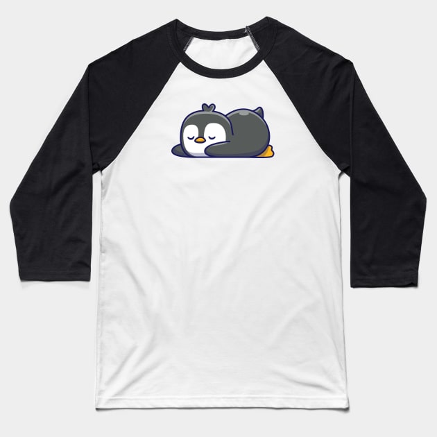 Cute penguin sleeping Baseball T-Shirt by Catalyst Labs